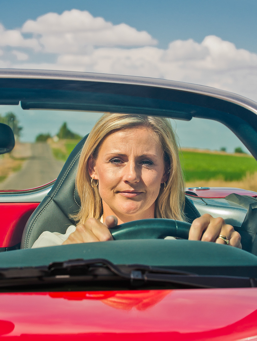 Woman driving in Boise, Idaho